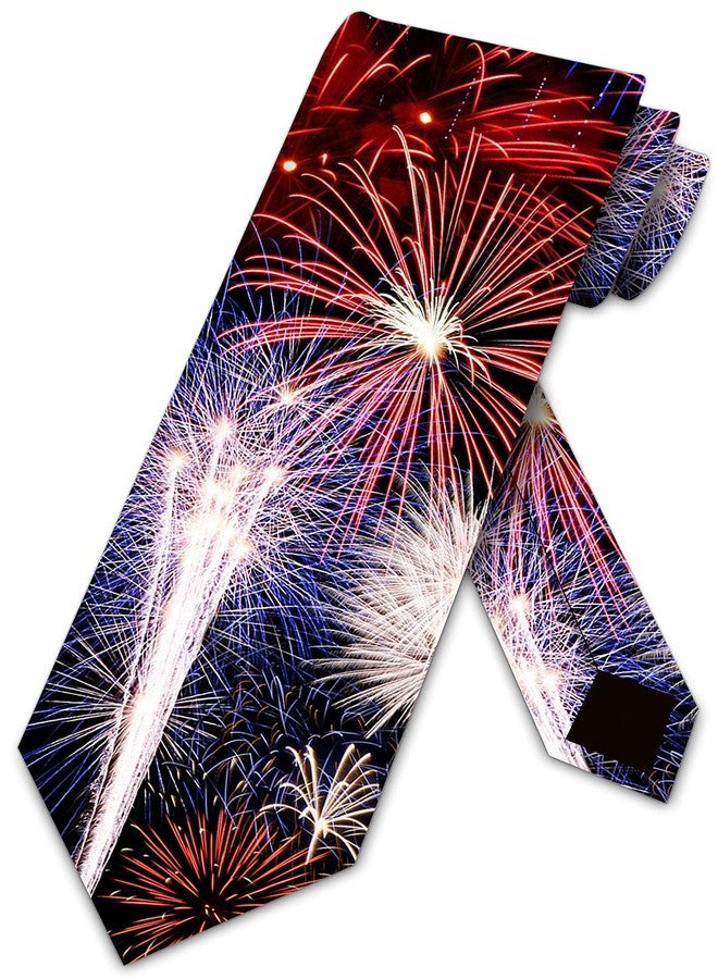 Three Rooker Fireworks Necktie 4th of July Patriotic Ties - Image 1